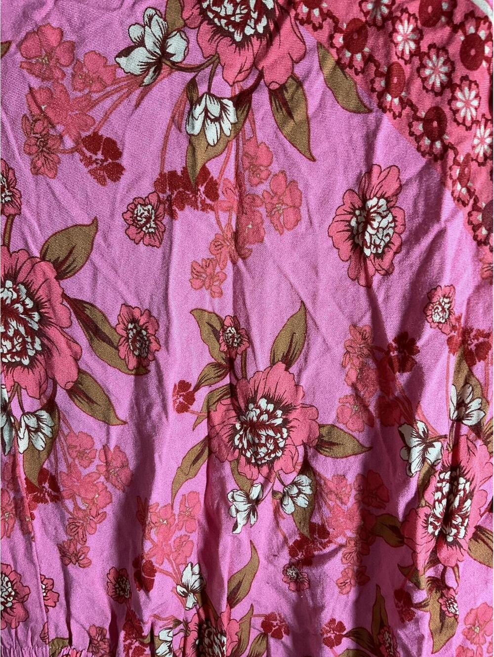 Rusttydustty Bohemian Pink Floral Maxi Dress with Ruffle Sleeves 2XL - Picture 9 of 11